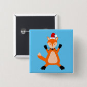 Cute Kerstmis Fox Vierkante Button 5,1 Cm (Voorkant /achterkant)