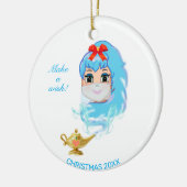 Cute Kerstmis Genie en Magic Lamp Keramisch Ornament (Links)