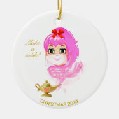 Cute Kerstmis Genie en Magic Lamp Keramisch Ornament (Voorkant)