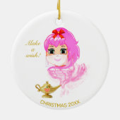 Cute Kerstmis Genie en Magic Lamp Keramisch Ornament (Achterkant)