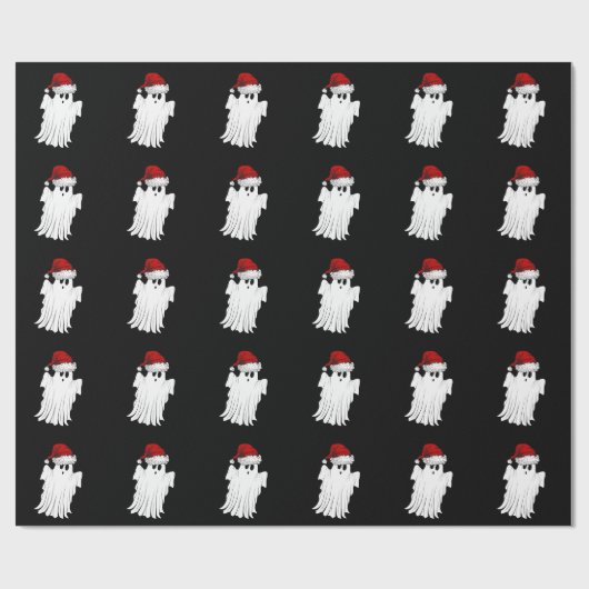 Cute Kerstmis Ghost Cadeaupapier (Vlak)