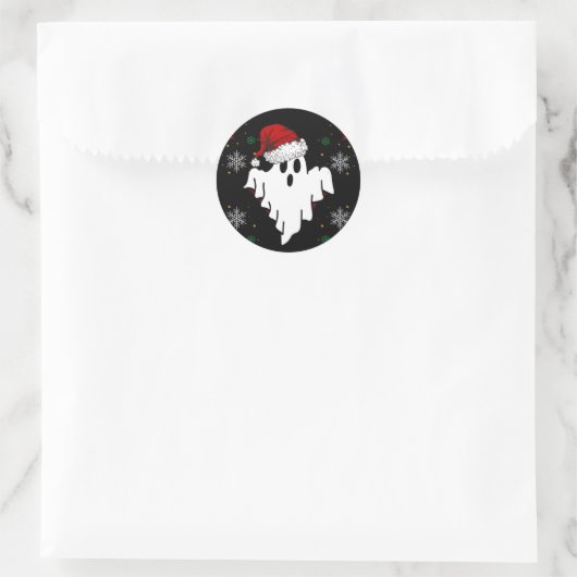 Cute Kerstmis Ghost Ronde Sticker (Tas)