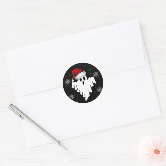 Cute Kerstmis Ghost Ronde Sticker (Envelop)