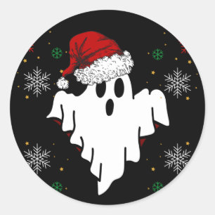 Cute Kerstmis Ghost Ronde Sticker
