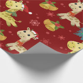 Cute Kerstmis Giraffe Pattern Cadeaupapier (Hoek)
