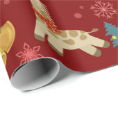 Cute Kerstmis Giraffe Pattern Cadeaupapier (Rol Hoek)