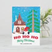Cute Kerstmis Gnome Ho Ho Ho Feestdagenkaart (Staand voorkant)