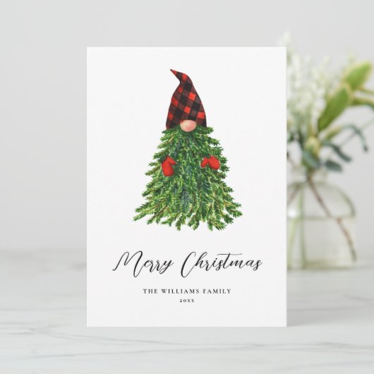 Cute Kerstmis Gnome Non-Photo Holiday Kaart (Staand voorkant)