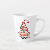 Cute Kerstmis Gnome Red Striped Pet Aangepaste naa Latte Mok (Rechts)