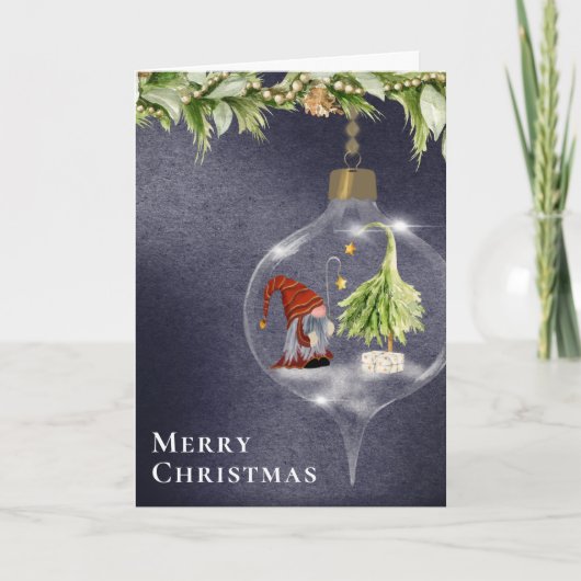 Cute Kerstmis Gnome Whimsical Holiday Card Feestdagen Kaart (Voorkant)