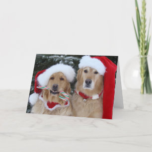 Cute Kerstmis Golden Retrievers Feestdagen Kaart