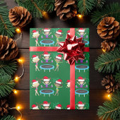 Cute Kerstmis Gymnastics Girls Green Gymnast Cadeaupapier