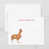 Cute Kerstmis Handgetekende Alpaca Vlakte Notitiek Notitiekaartje (Voorkant / Achterkant)