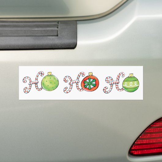 Cute Kerstmis Ho Ho Ho, Candy Canes Ornaments Bumpersticker (Op auto)