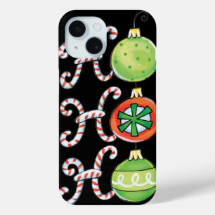 Cute Kerstmis Ho Ho Ho, Candy Canes Ornaments iPhone 15 Case