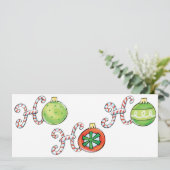 Cute Kerstmis Ho Ho Ho, Candy Canes Ornaments Kaart (Staand voorkant)
