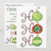 Cute Kerstmis Ho Ho Ho, Candy Canes Ornaments Kaart (Voorkant / Achterkant)