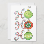 Cute Kerstmis Ho Ho Ho, Candy Canes Ornaments Kaart (Voorkant)