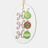Cute Kerstmis Ho Ho Ho, Candy Canes Ornaments Keramisch Ornament (Links)