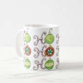 Cute Kerstmis Ho Ho Ho, Candy Canes Ornaments Koffiemok (Voorkant links)