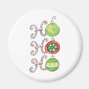 Cute Kerstmis Ho Ho Ho, Candy Canes Ornaments Magneet