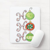 Cute Kerstmis Ho Ho Ho, Candy Canes Ornaments Muismat (Met muis)
