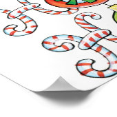 Cute Kerstmis Ho Ho Ho, Candy Canes Ornaments Poster (Hoek)