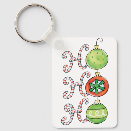 Cute Kerstmis Ho Ho Ho, Candy Canes Ornaments Sleutelhanger (Voorkant)