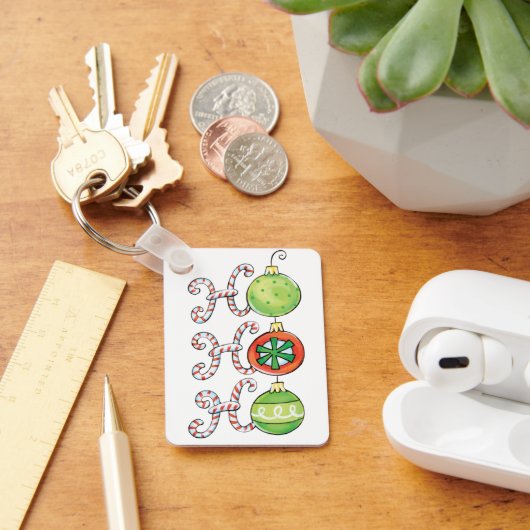 Cute Kerstmis Ho Ho Ho, Candy Canes Ornaments Sleutelhanger (Bureau)
