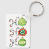 Cute Kerstmis Ho Ho Ho, Candy Canes Ornaments Sleutelhanger (Achterkant)