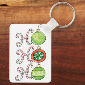 Cute Kerstmis Ho Ho Ho, Candy Canes Ornaments Sleutelhanger (Achterkant)