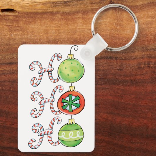 Cute Kerstmis Ho Ho Ho, Candy Canes Ornaments Sleutelhanger (Achterkant)