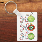 Cute Kerstmis Ho Ho Ho, Candy Canes Ornaments Sleutelhanger (Voorkant)