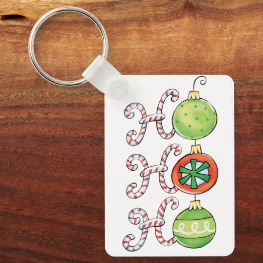 Cute Kerstmis Ho Ho Ho, Candy Canes Ornaments Sleutelhanger (Voorkant)