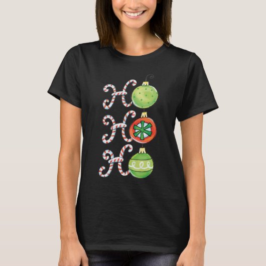 Cute Kerstmis Ho Ho Ho, Candy Canes Ornaments T-shirt (Voorkant)
