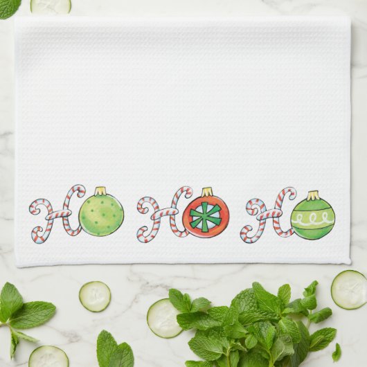 Cute Kerstmis Ho Ho Ho, Candy Canes Ornaments Theedoek (Gevouwen)