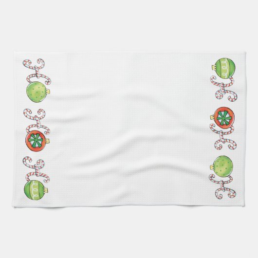 Cute Kerstmis Ho Ho Ho, Candy Canes Ornaments Theedoek (Horizontaal)