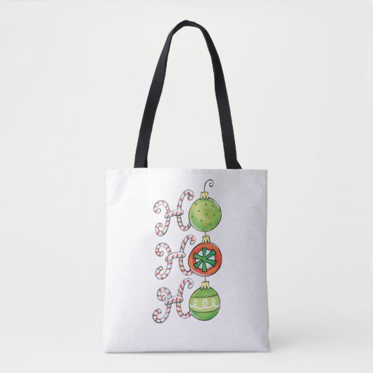 Cute Kerstmis Ho Ho Ho, Candy Canes Ornaments Tote Bag (Voorkant)