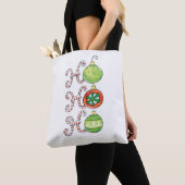 Cute Kerstmis Ho Ho Ho, Candy Canes Ornaments Tote Bag (Dichtbij)