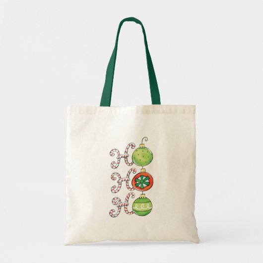 Cute Kerstmis Ho Ho Ho, Candy Canes Ornaments Tote Bag (Voorkant)