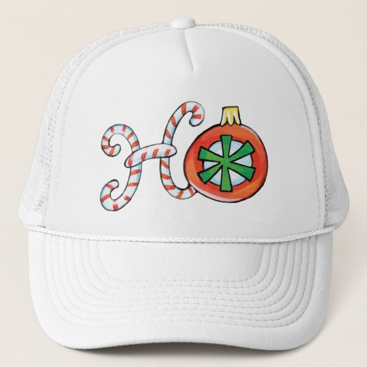 Cute Kerstmis Ho Ho Ho, Candy Canes Ornaments Trucker Pet (Voorkant)