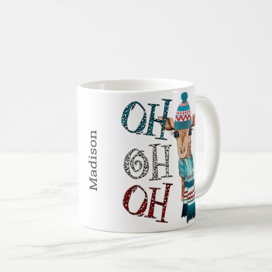 Cute Kerstmis Ho Ho Ho Giraffe Koffee Mok (Voorkant rechts)