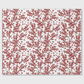 Cute Kerstmis Holly Branches Pattern Cadeaupapier (Vlak)