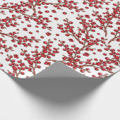 Cute Kerstmis Holly Branches Pattern Cadeaupapier (Hoek)