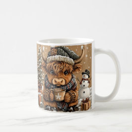 Cute Kerstmis Hoogland Koe Mug – Cozy Winter Mok