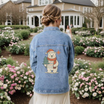 Cute Kerstmis IJsbeer Denim Jas