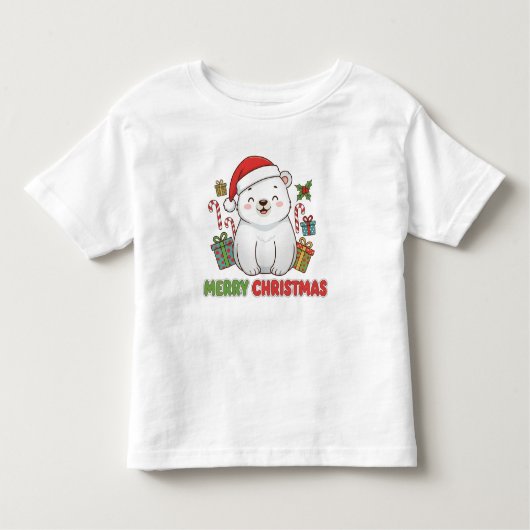 Cute Kerstmis Ijsbeer Illustratie Kinder Shirts (Voorkant)