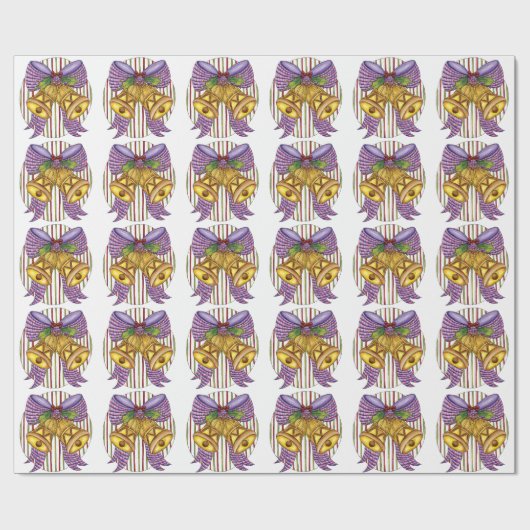 Cute Kerstmis Jingle Bells met lint en lint Cadeaupapier (Vlak)