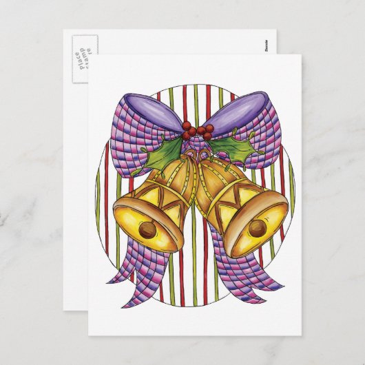 Cute Kerstmis Jingle Bells met lint en lint Feestdagenkaart (Voorkant / Achterkant)