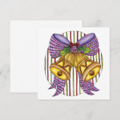 Cute Kerstmis Jingle Bells met lint en lint Kaart (Voorkant / Achterkant)